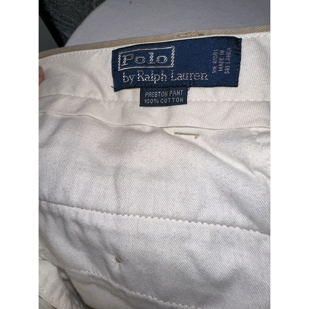 Polo Ralph Lauren Preston Men's Khaki Chino Pants Size 36x32 Flat Front Cotton - Picture 7 of 8